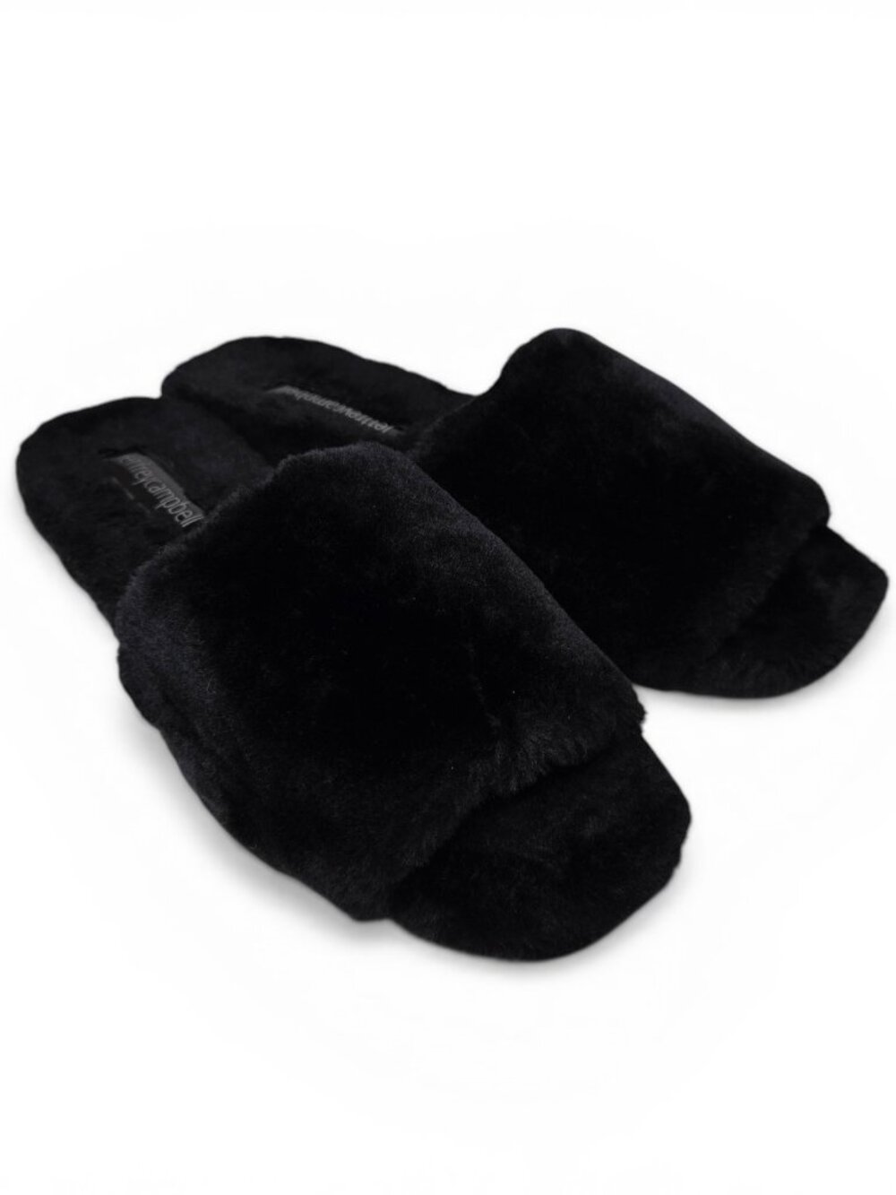 Jeffrey Campbell Motel Furry Black Slippers Women Comfy Lounge Bedroom 9M